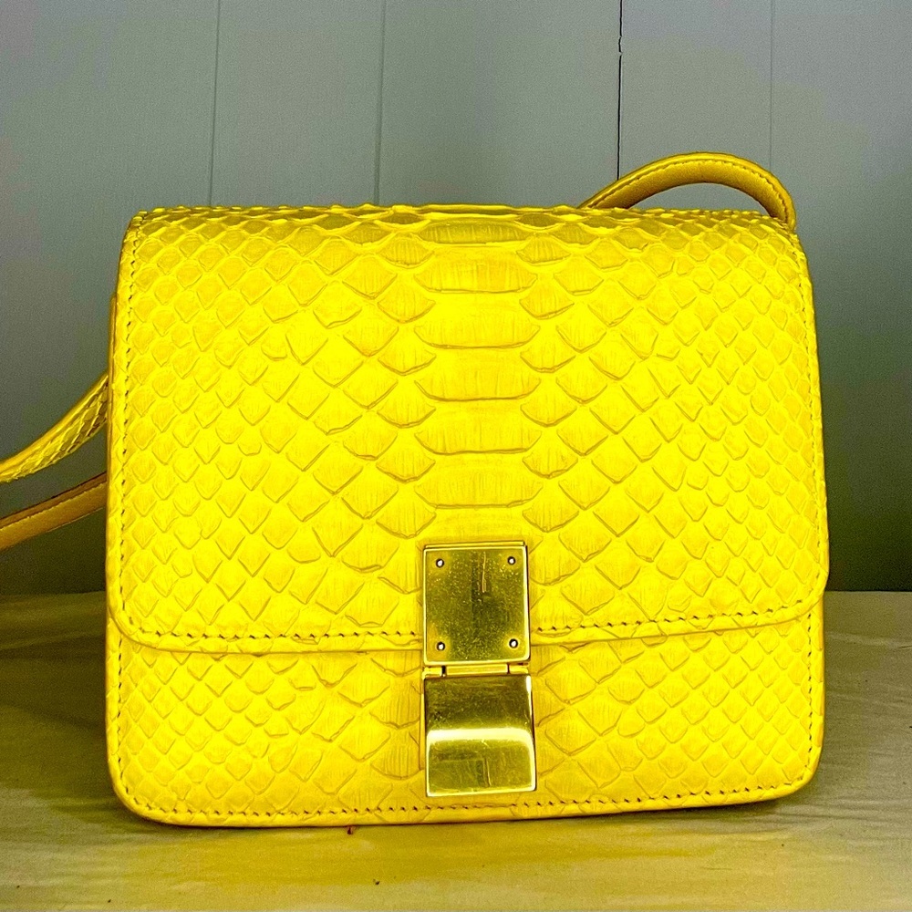 Celine Classic Box Bag Yellow Python Crossbody